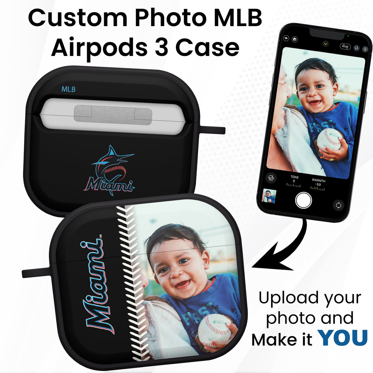 Miami Marlins Custom Photo HDX Apple AirPods Gen 3 Case Cover
