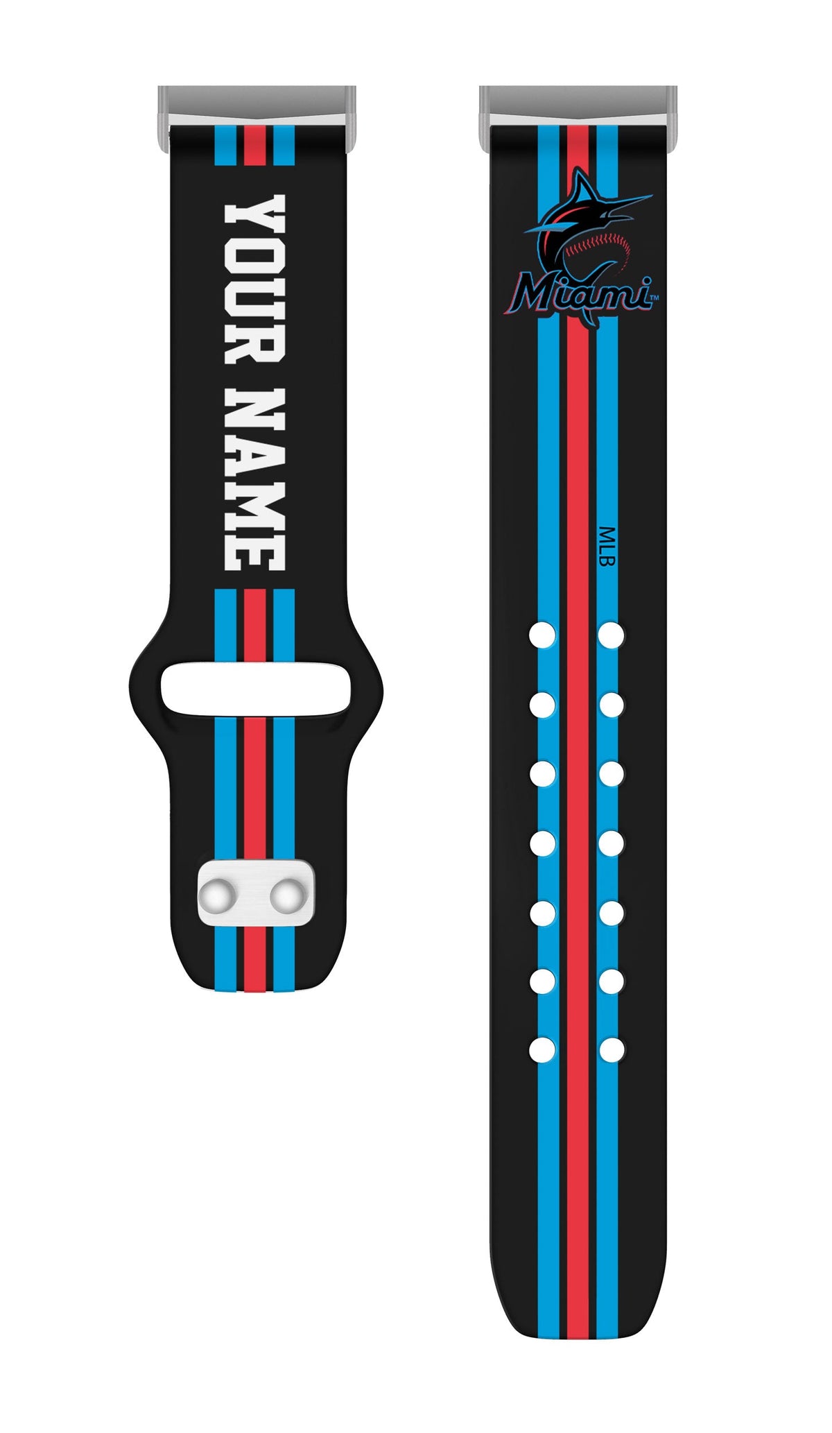 Miami Marlins Custom Name HD Fitbit Versa 3 and Sense Watch Band
