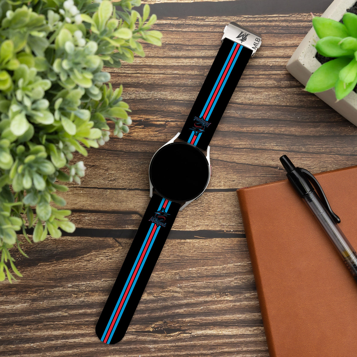 Game Time Miami Marlins Signature Series Quick Change Watch Band With Engraved Buckle