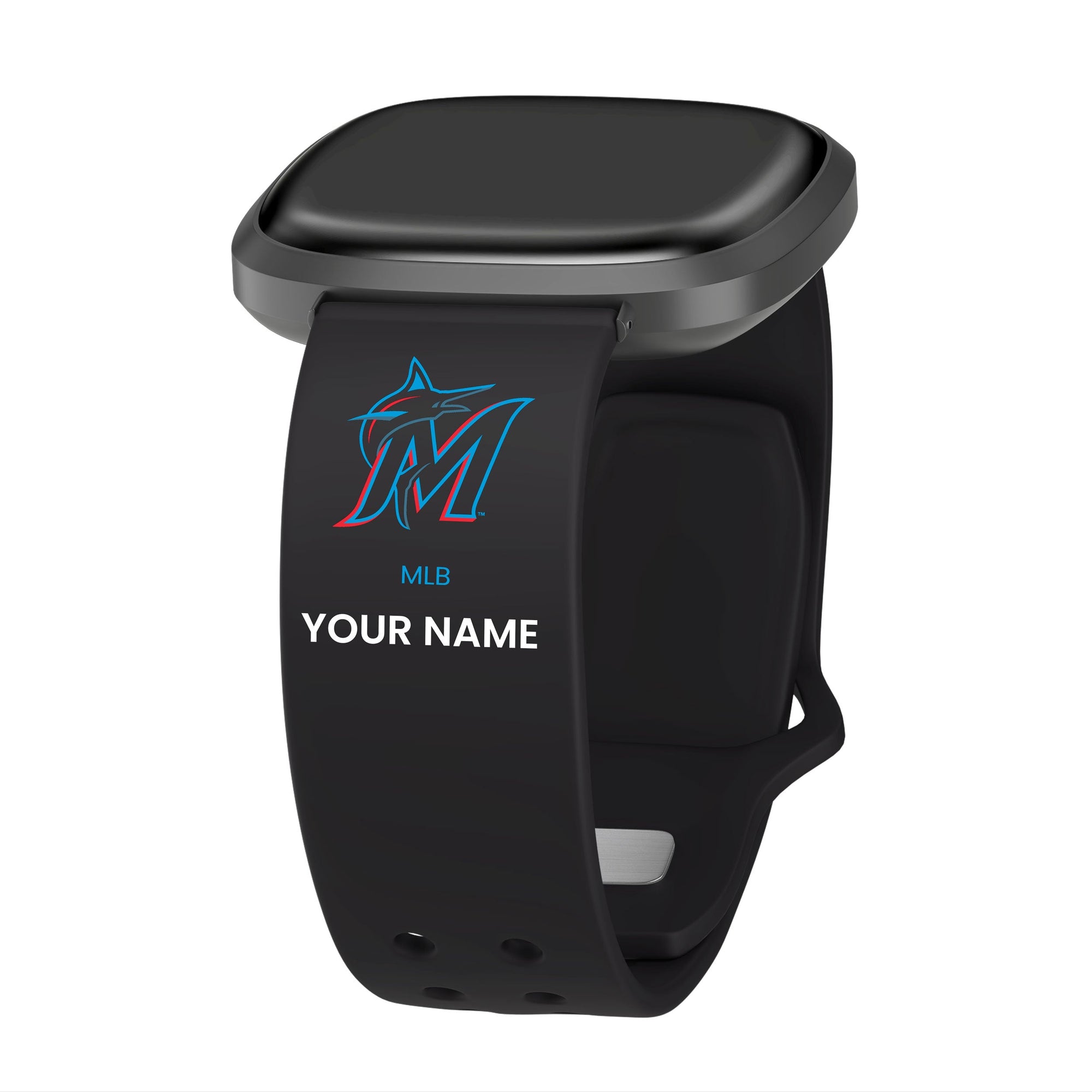 Miami Marlins HD Custom Name Watch Band Compatible with Fitbit Versa 3 and Sense