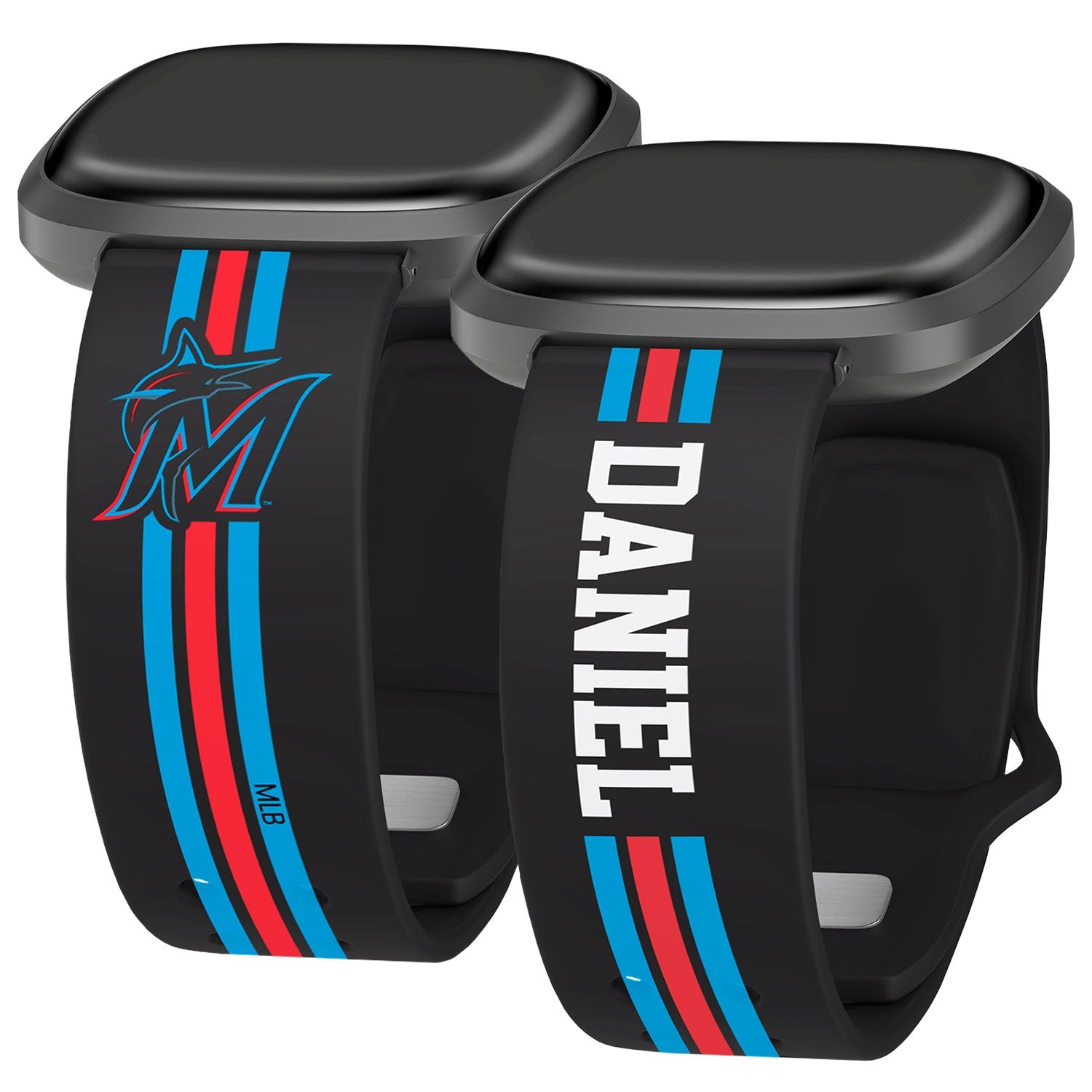 Miami Marlins Custom Name HD Fitbit Versa 3 and Sense Watch Band