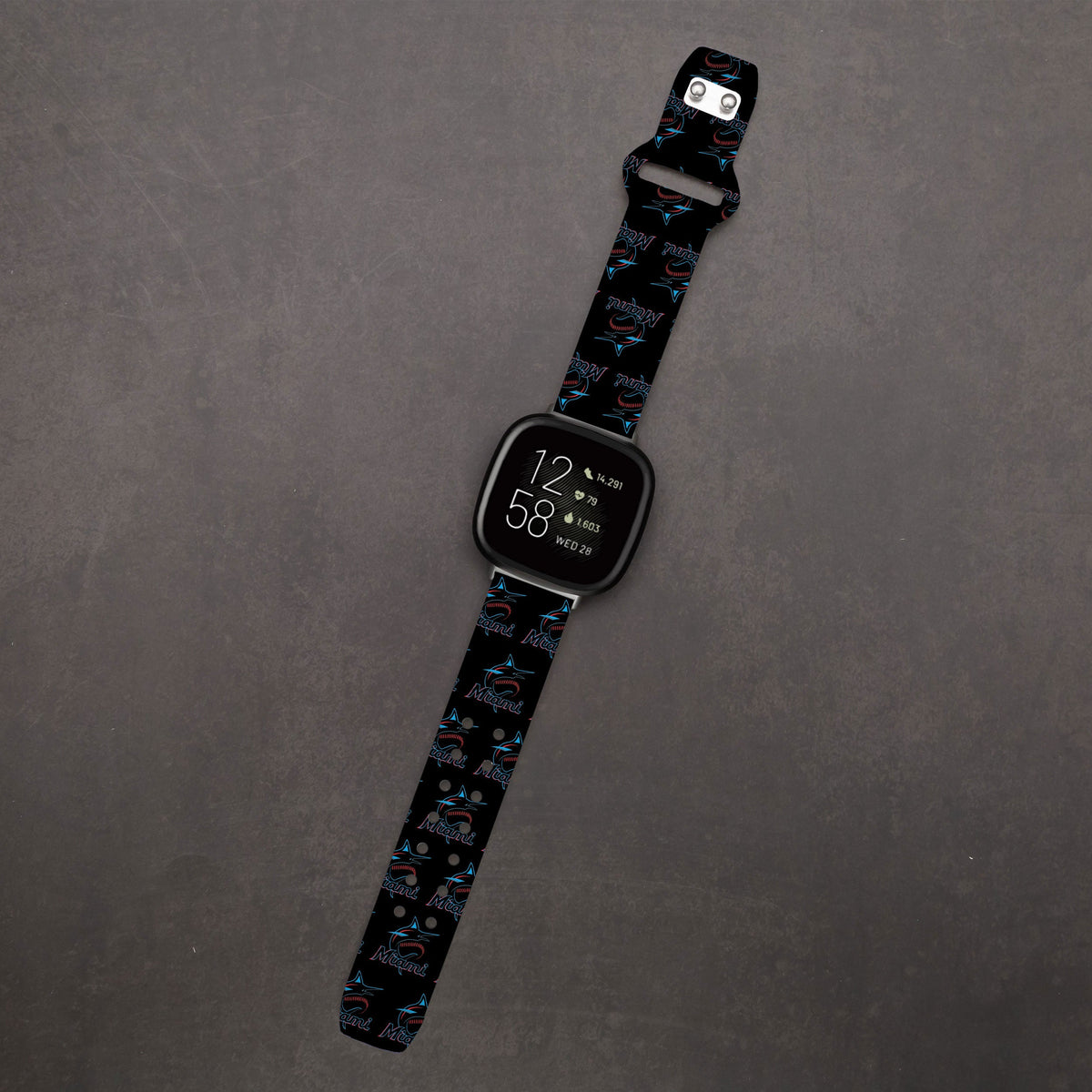 Miami Marlins HD Fitbit Versa 3 and Sense Watch Band