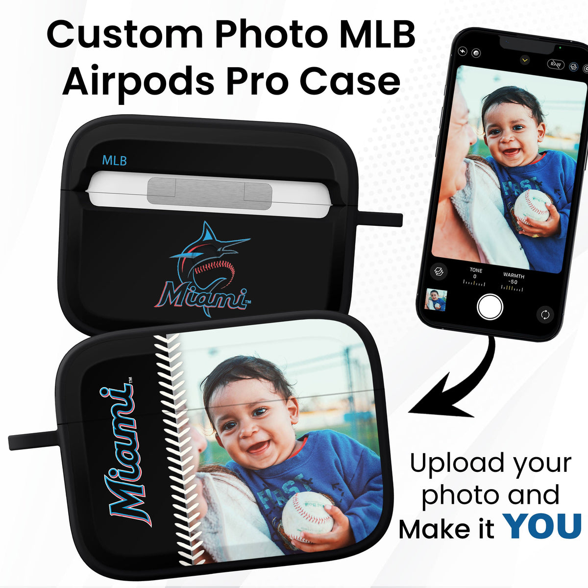 Miami Marlins Custom Photo HDX Apple AirPods Pro Case Cover