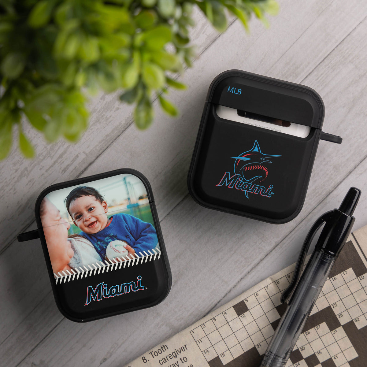 Miami Marlins Custom Photo HDX Apple AirPods Gen 1 &amp; 2 Case Cover