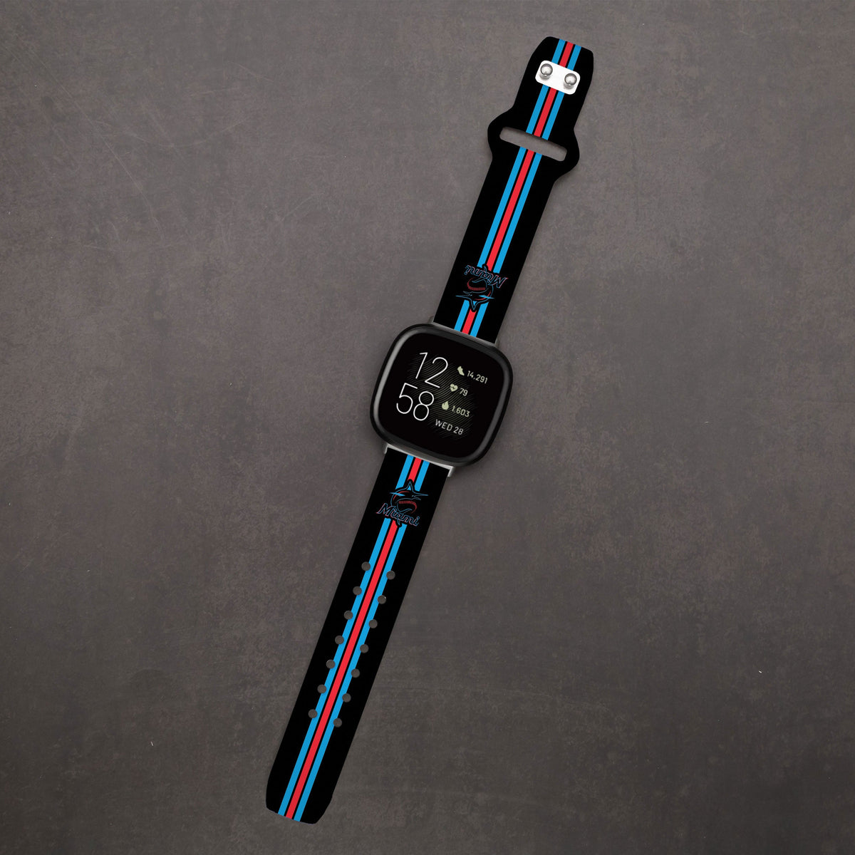 Miami Marlins HD Fitbit Versa 3 and Sense Watch Band