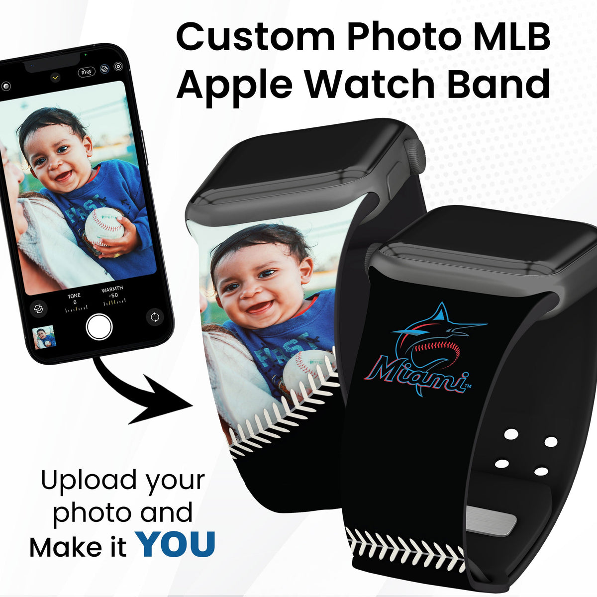Miami Marlins Custom Photo HD Apple Watch Band