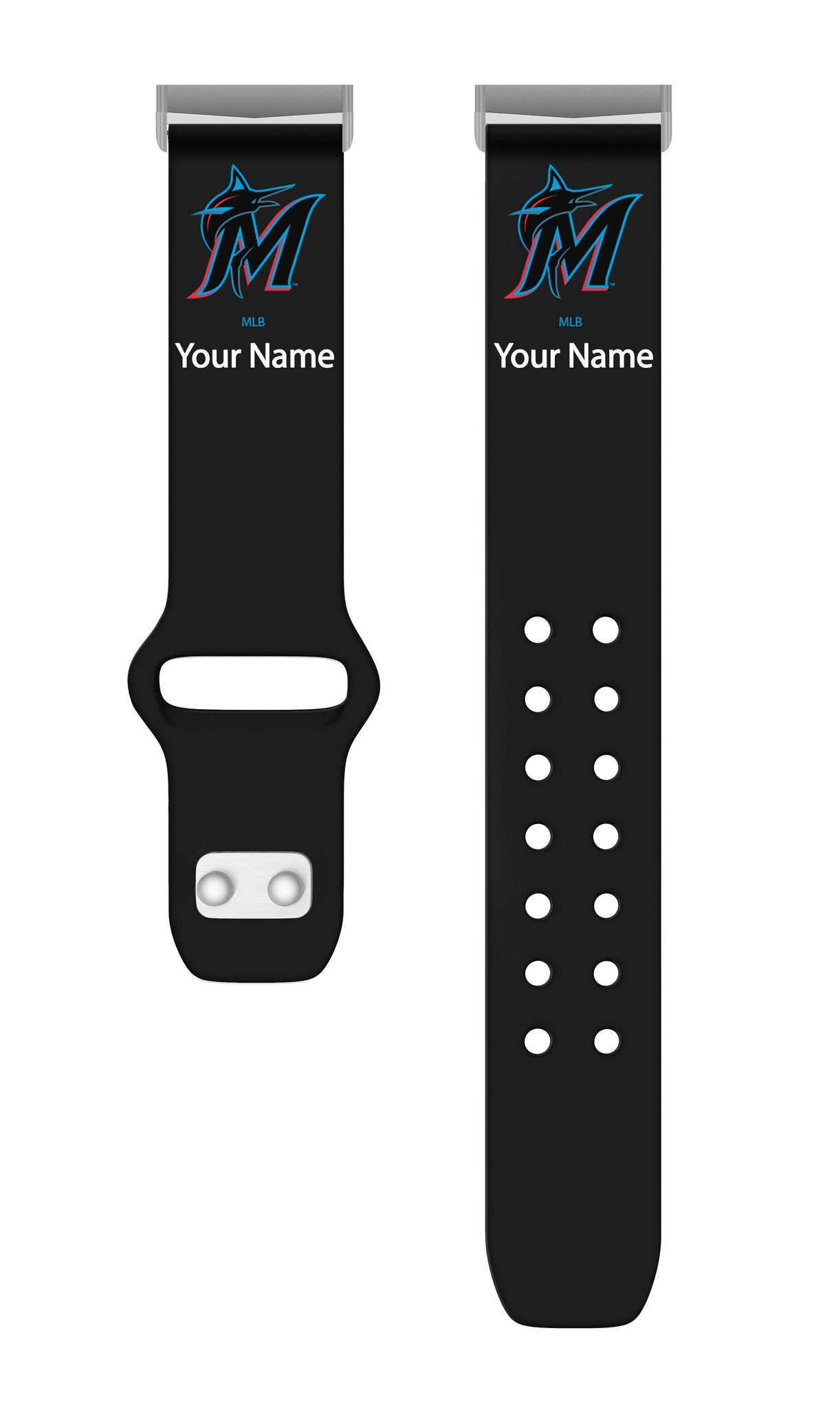 Miami Marlins HD Custom Name Watch Band Compatible with Fitbit Versa 3 and Sense