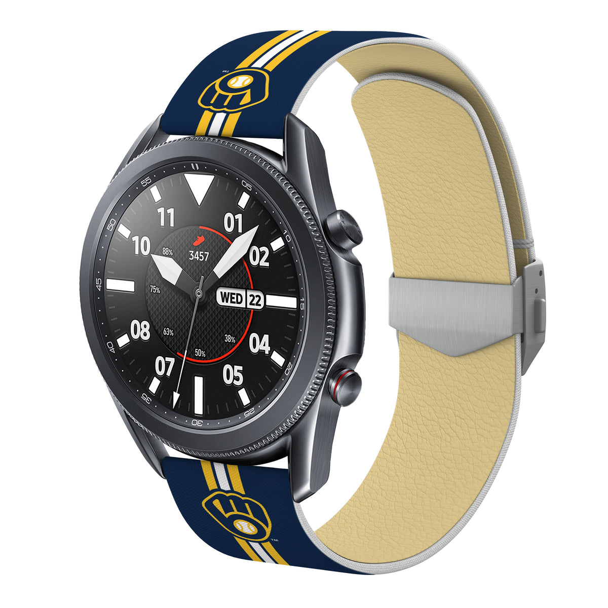 Milwaukee Brewers Full Print Quick Change Watch Band With Engraved Buckle - Game Time