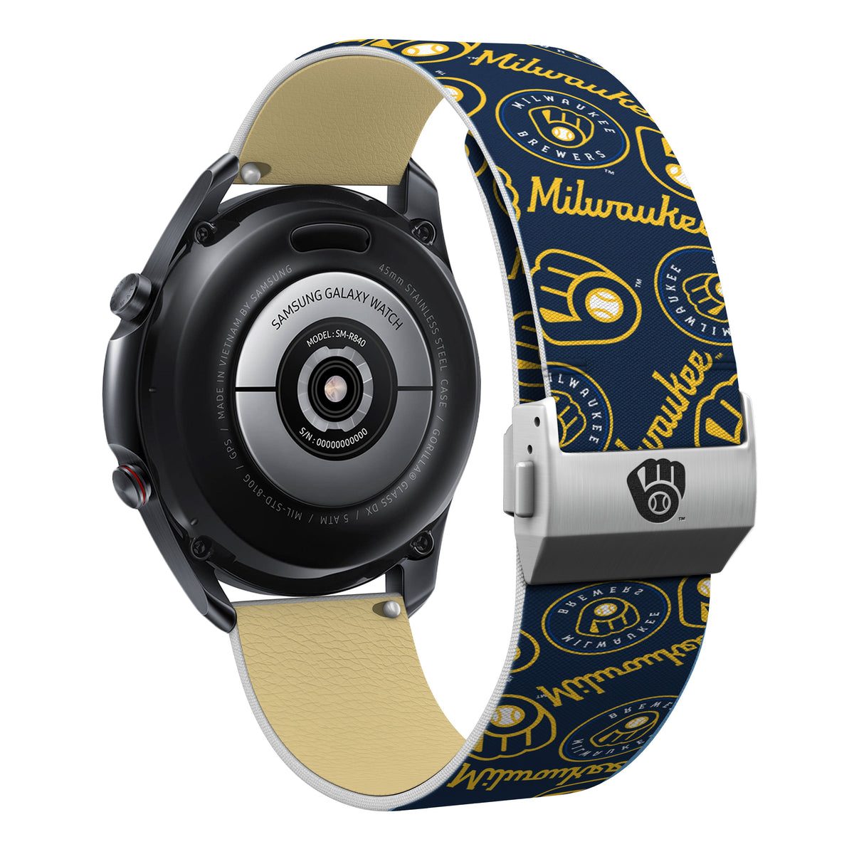 Milwaukee Brewers Full Print Quick Change Watch Band With Engraved Buckle - Game Time