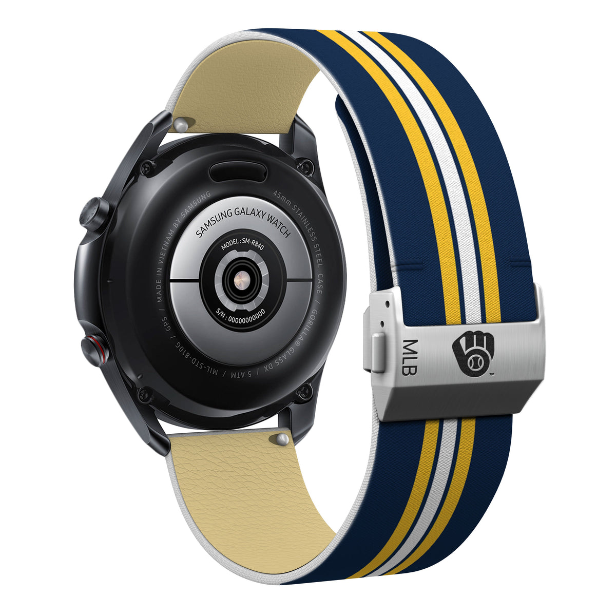 Milwaukee Brewers Full Print Quick Change Watch Band With Engraved Buckle - Game Time