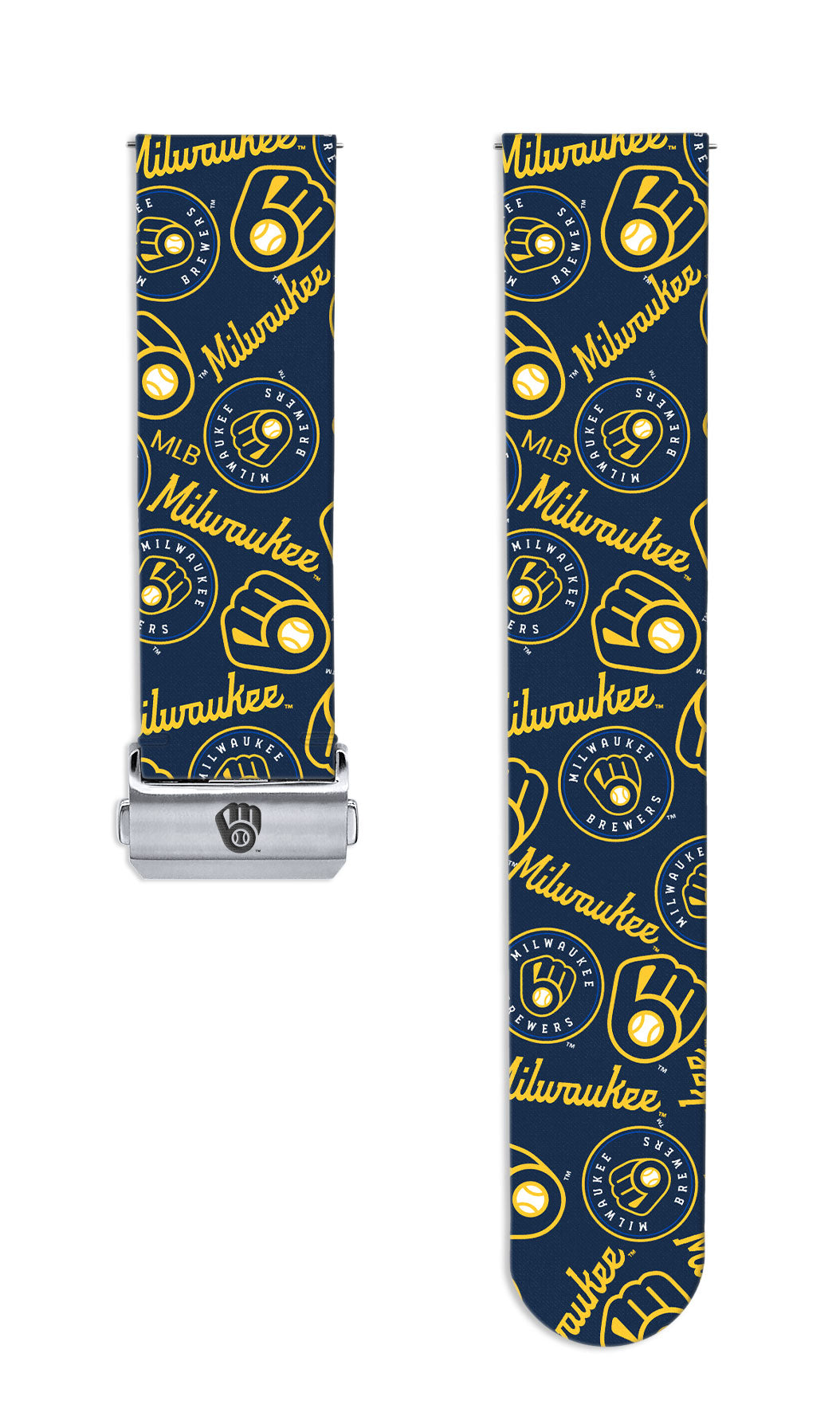 Milwaukee Brewers Full Print Quick Change Watch Band With Engraved Buckle - Game Time