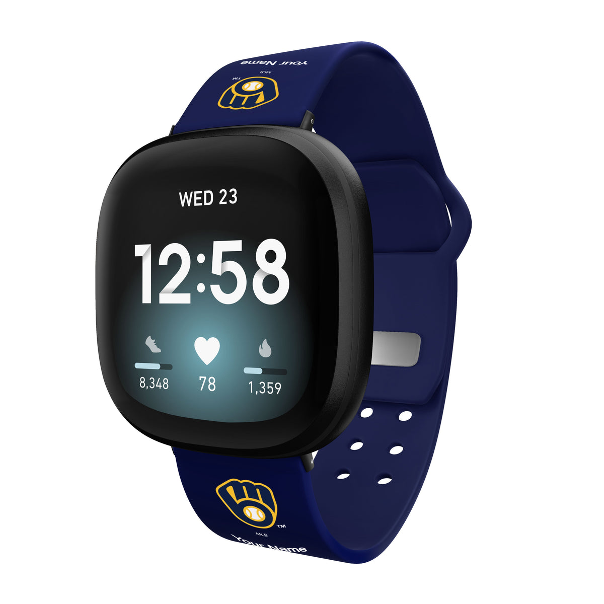 Milwaukee Brewers HD Custom Name Watch Band Compatible with Fitbit Versa 3 and Sense