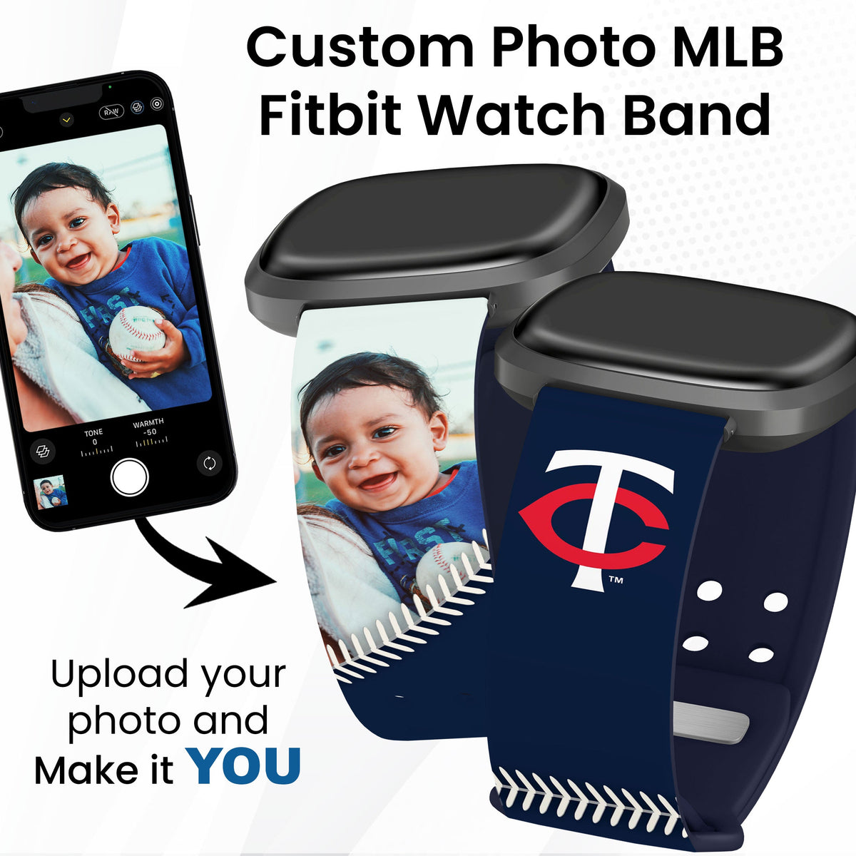 Minnesota Twins Custom Photo HD Fitbit Versa 3 &amp; Sense Band