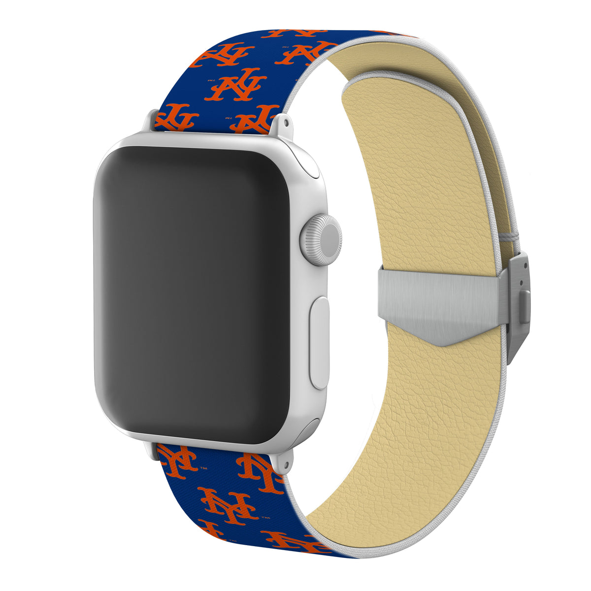 New York Mets Full Print Watch Band With Engraved Buckle - Game Time