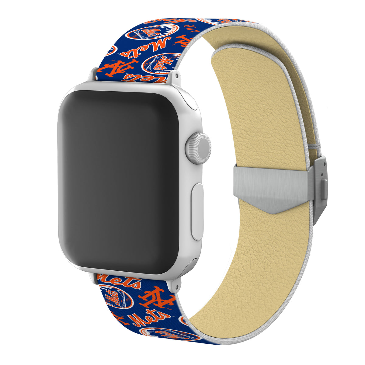 New York Mets Full Print Watch Band With Engraved Buckle - Game Time