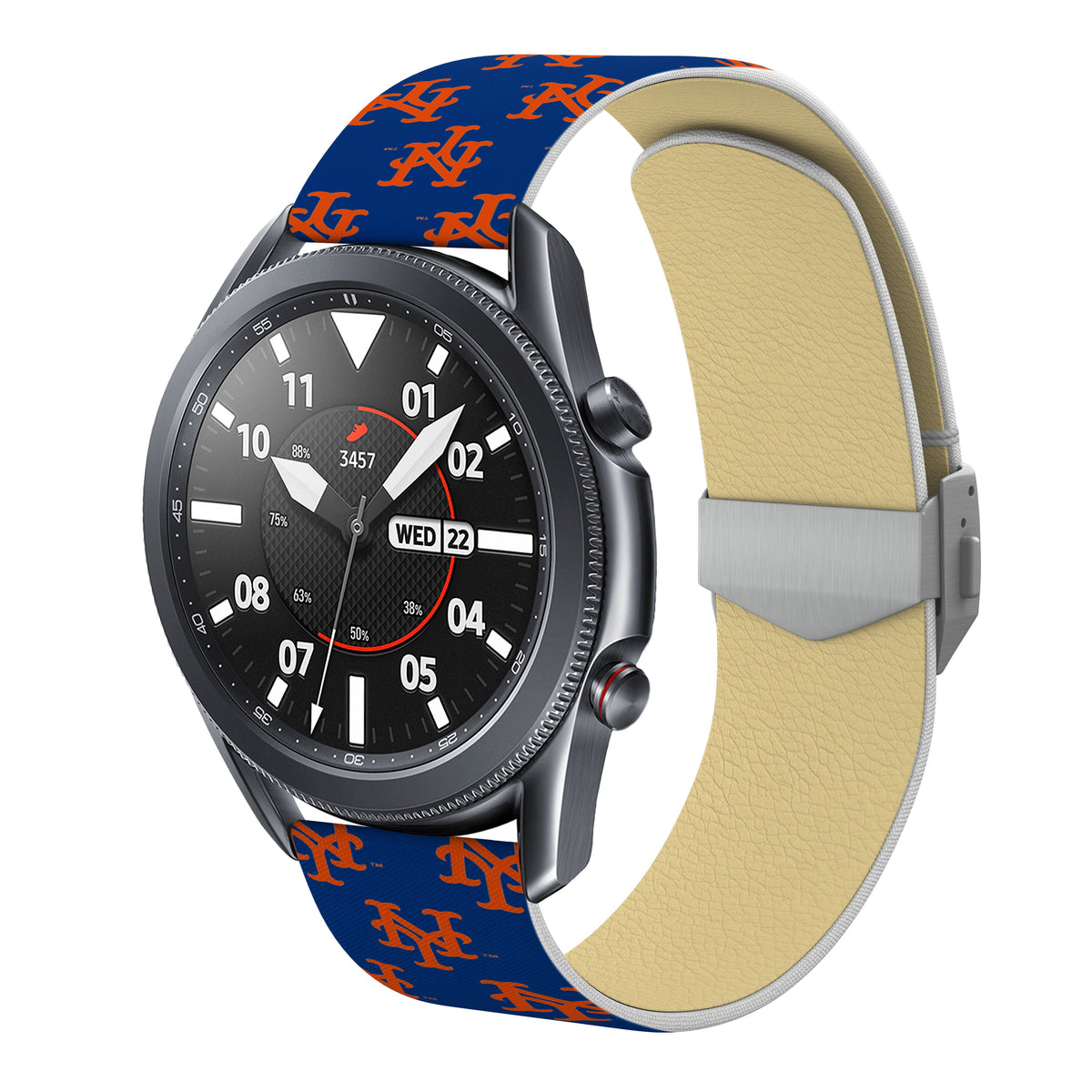 New York Mets Full Print Quick Change Watch Band With Engraved Buckle - Game Time