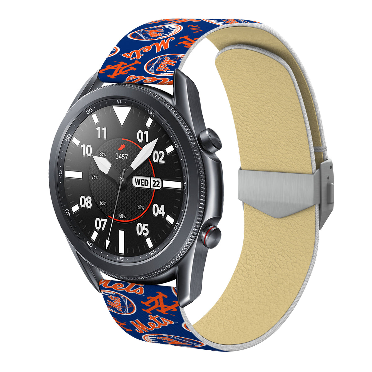 New York Mets Full Print Quick Change Watch Band With Engraved Buckle - Game Time