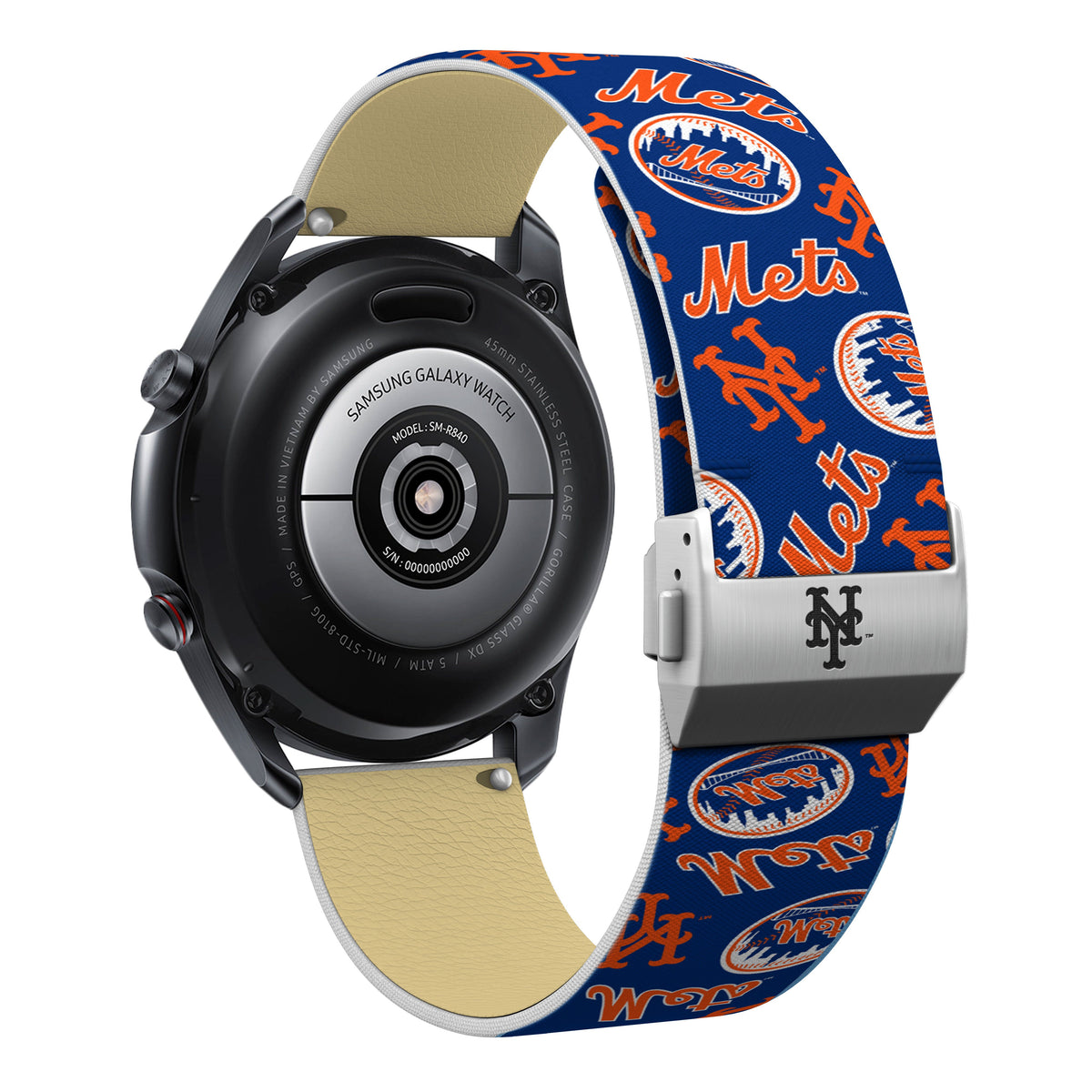 New York Mets Full Print Quick Change Watch Band With Engraved Buckle - Game Time