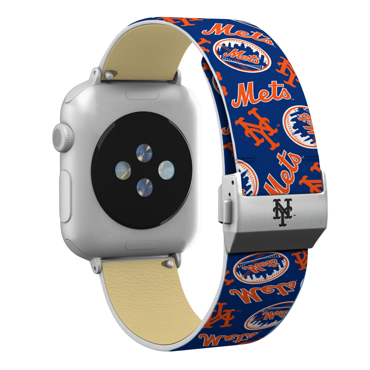 New York Mets Full Print Watch Band With Engraved Buckle - Game Time