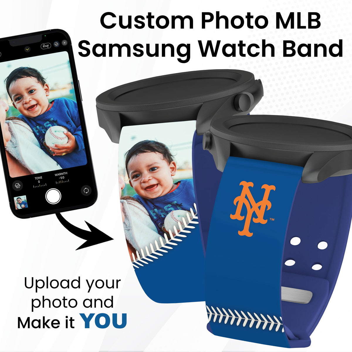 New York Mets Custom Photo HD Samsung Galaxy Watch Band