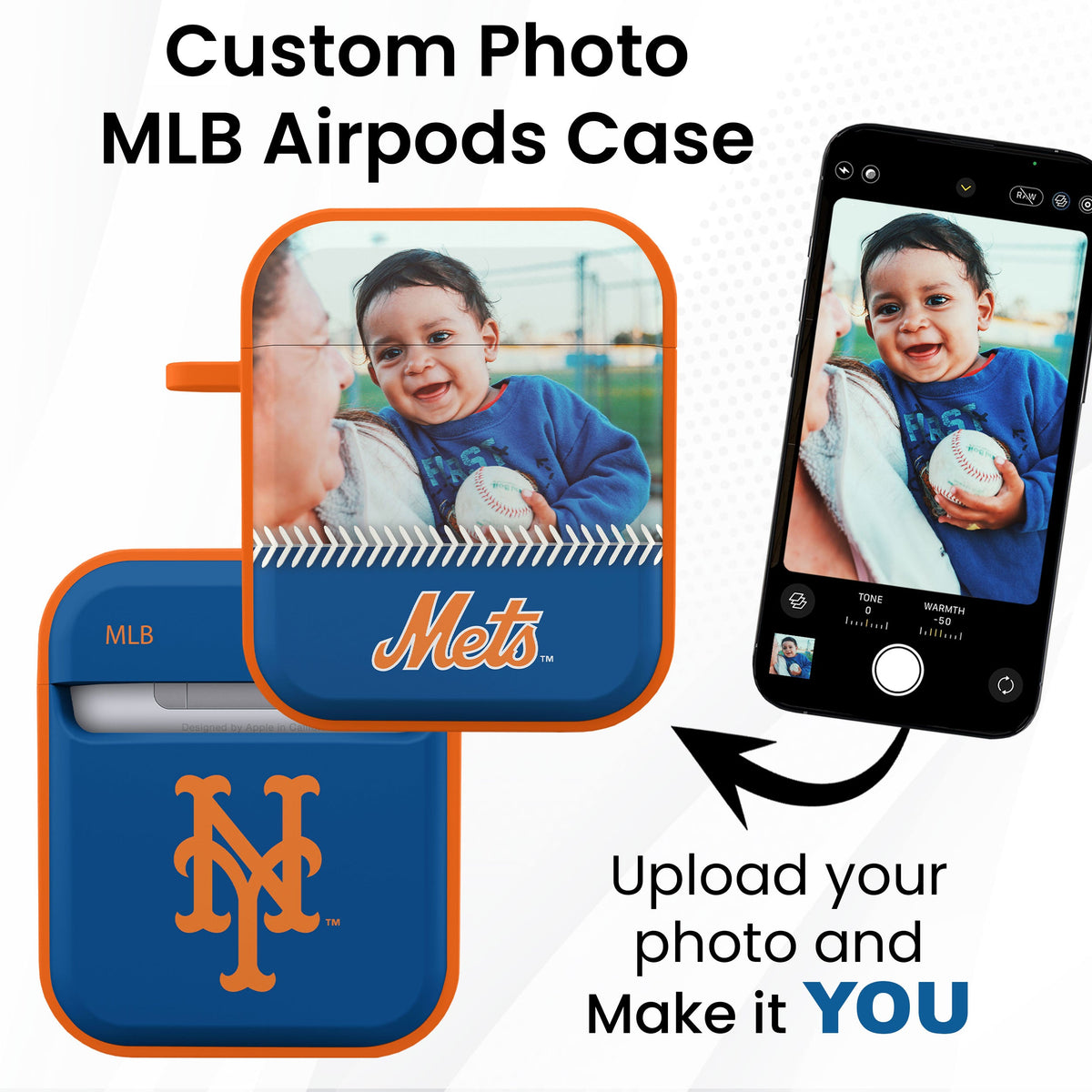 New York Mets Custom Photo HDX Apple AirPods Gen 1 &amp; 2 Case Cover