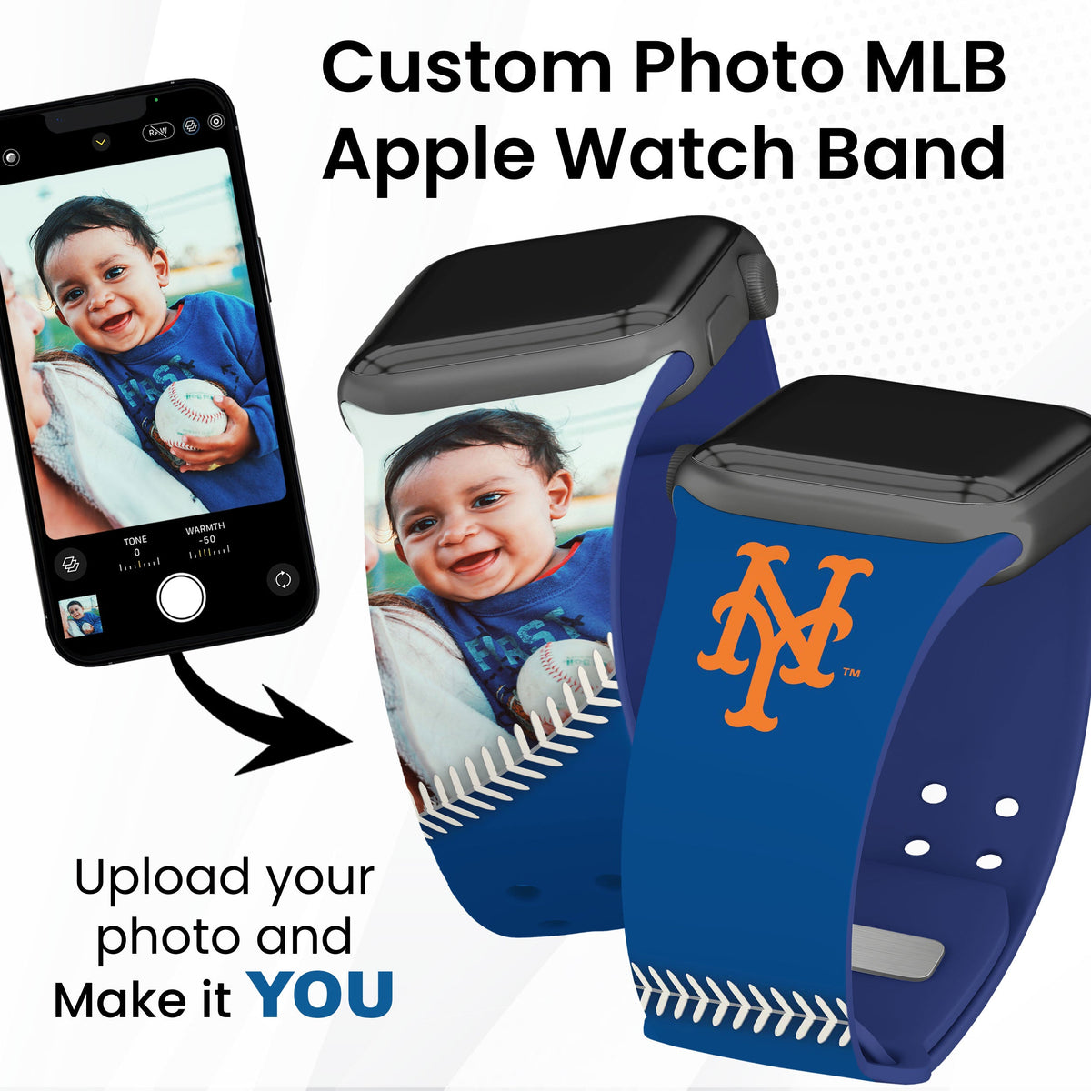 New York Mets Custom Photo HD Apple Watch Band
