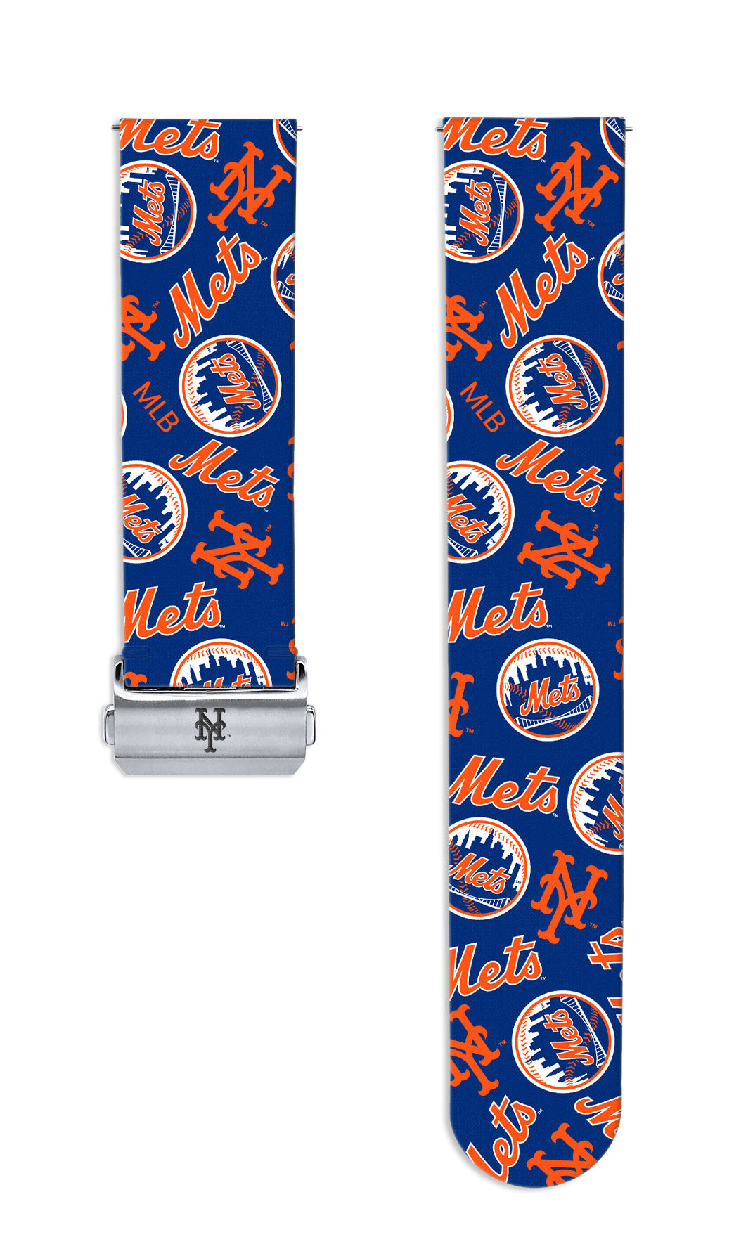 New York Mets Full Print Quick Change Watch Band With Engraved Buckle - Game Time