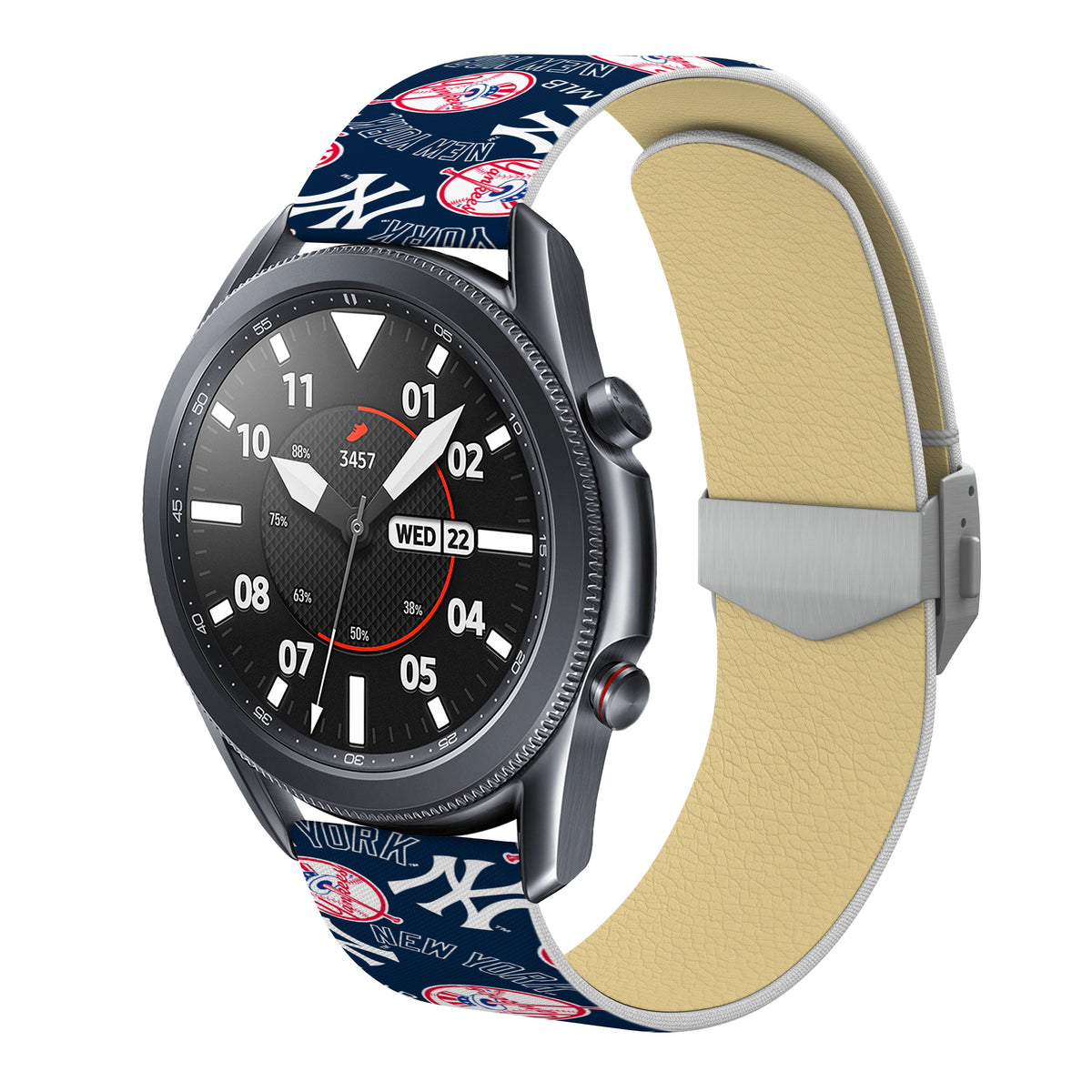 New York Yankees Full Print Quick Change Watch Band With Engraved Buckle - Game Time