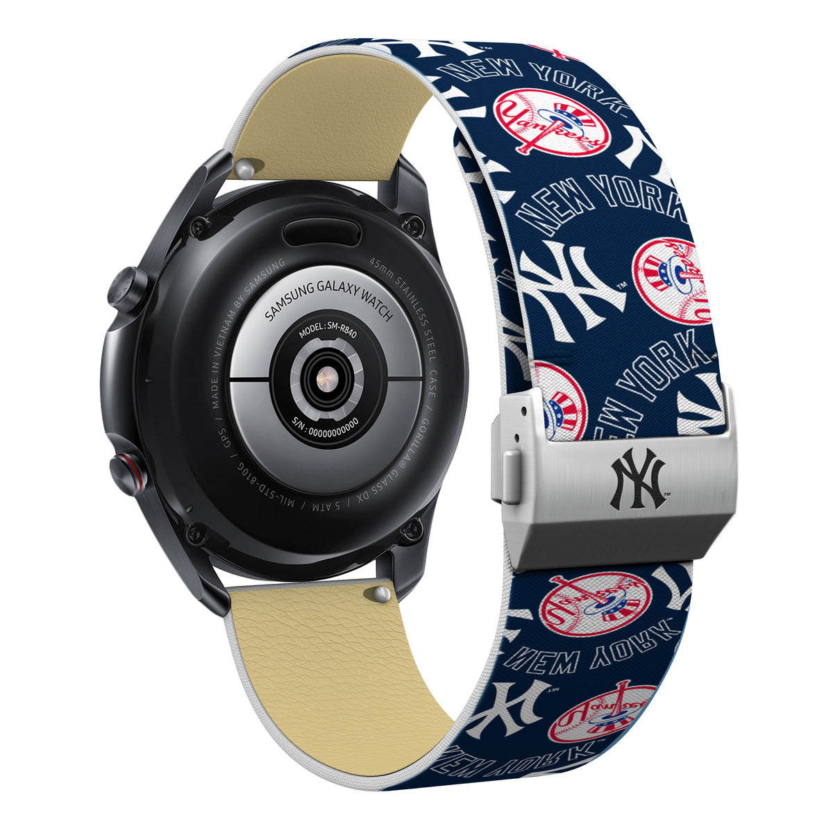 New York Yankees Full Print Quick Change Watch Band With Engraved Buckle - Game Time