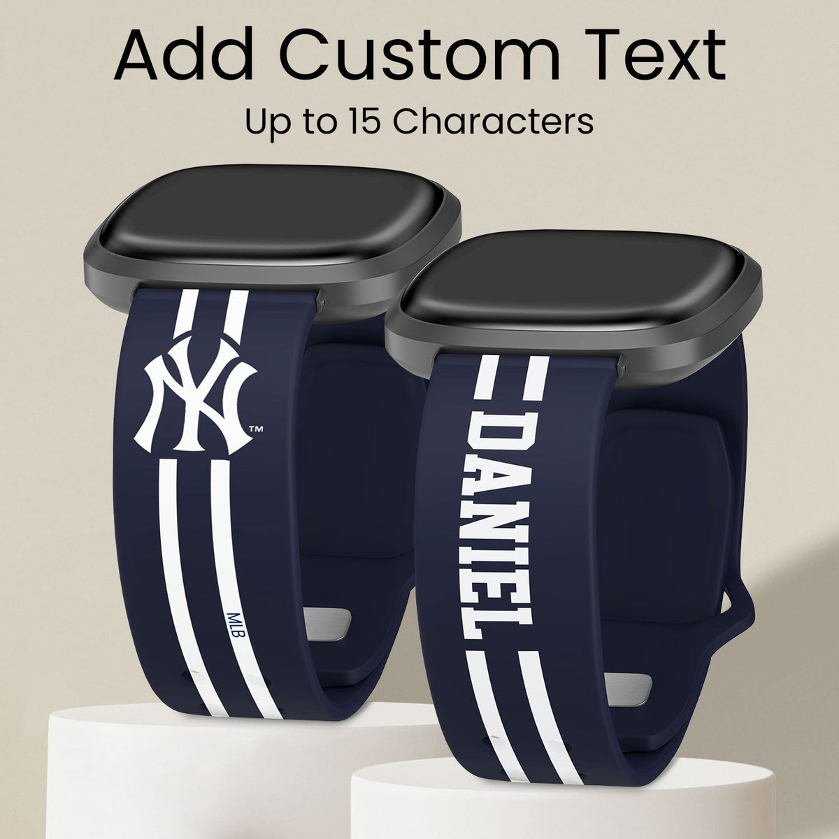 New York Yankees Custom Name HD Fitbit Versa 3 and Sense Watch Band