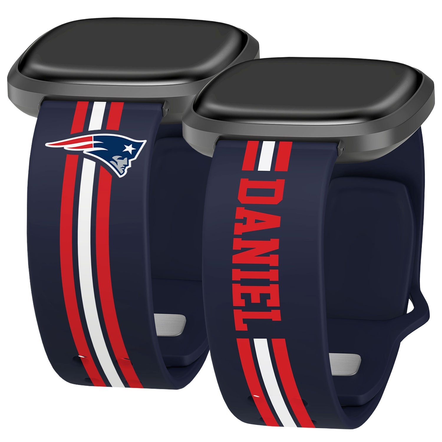 New England Patriots Custom Name HD Fitbit Versa 3 and Sense Watch Band