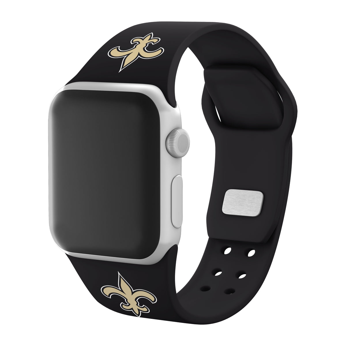 White New Orleans Saints Logo Silicone Apple Watch Band