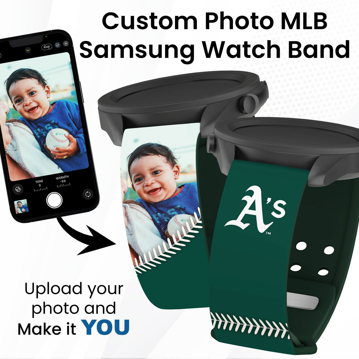 Oakland Athletics Custom Photo HD Samsung Galaxy Watch Band