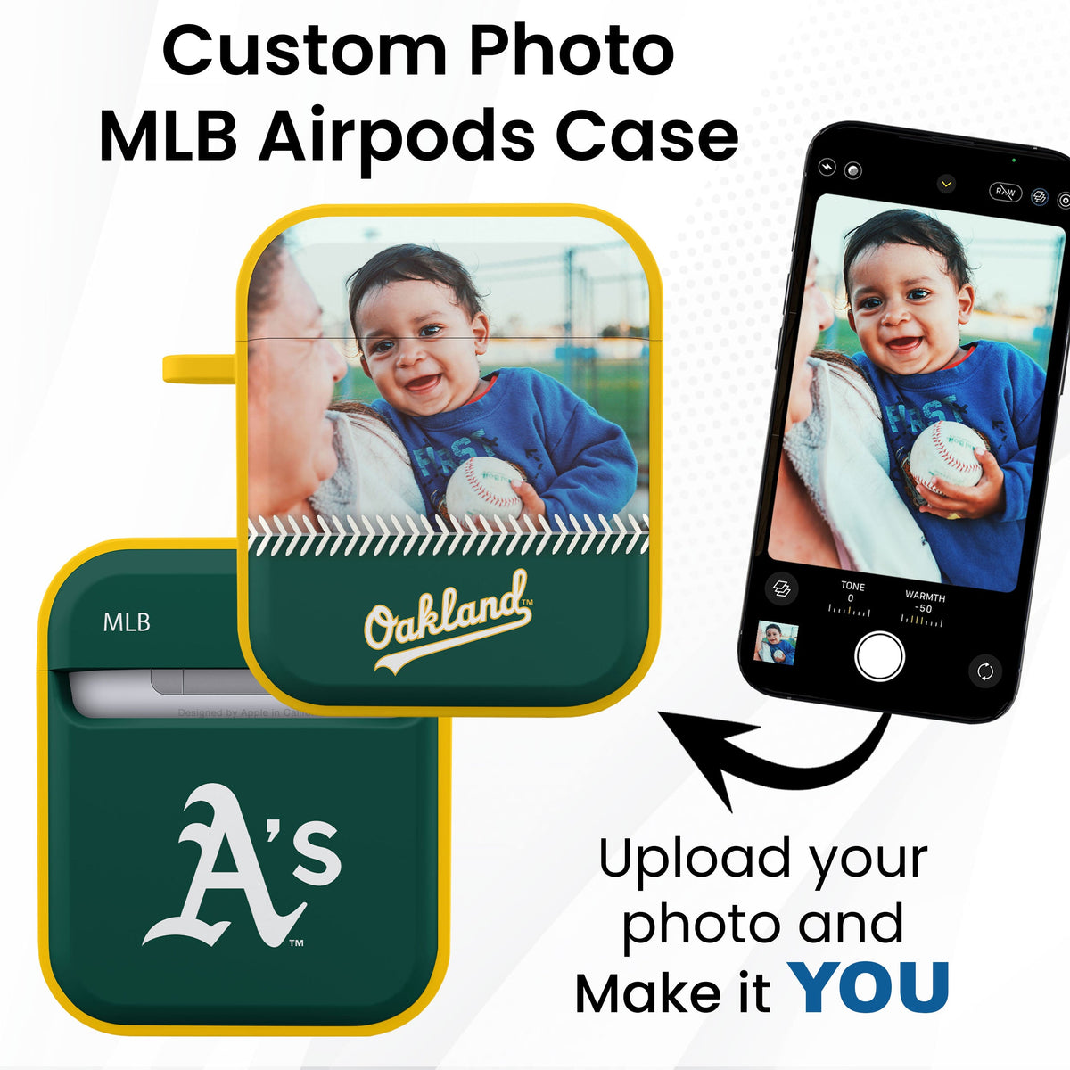 Oakland Athletics Custom Photo HDX Apple AirPods Gen 1 &amp; 2 Case Cover