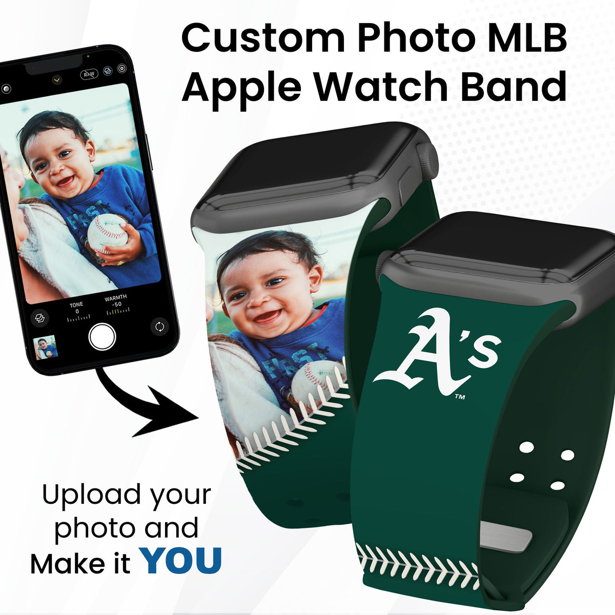 Oakland Athletics Custom Photo HD Apple Watch Band