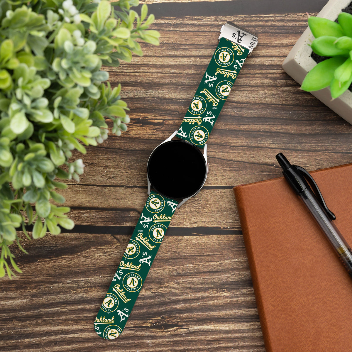Game Time Oakland Athletics Signature Series Quick Change Watch Band With Engraved Buckle