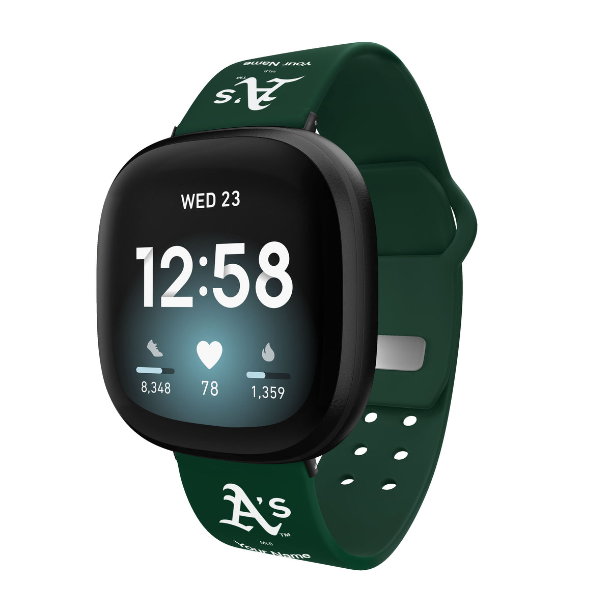 Oakland Athletics HD Custom Name Watch Band Compatible with Fitbit Versa 3 and Sense