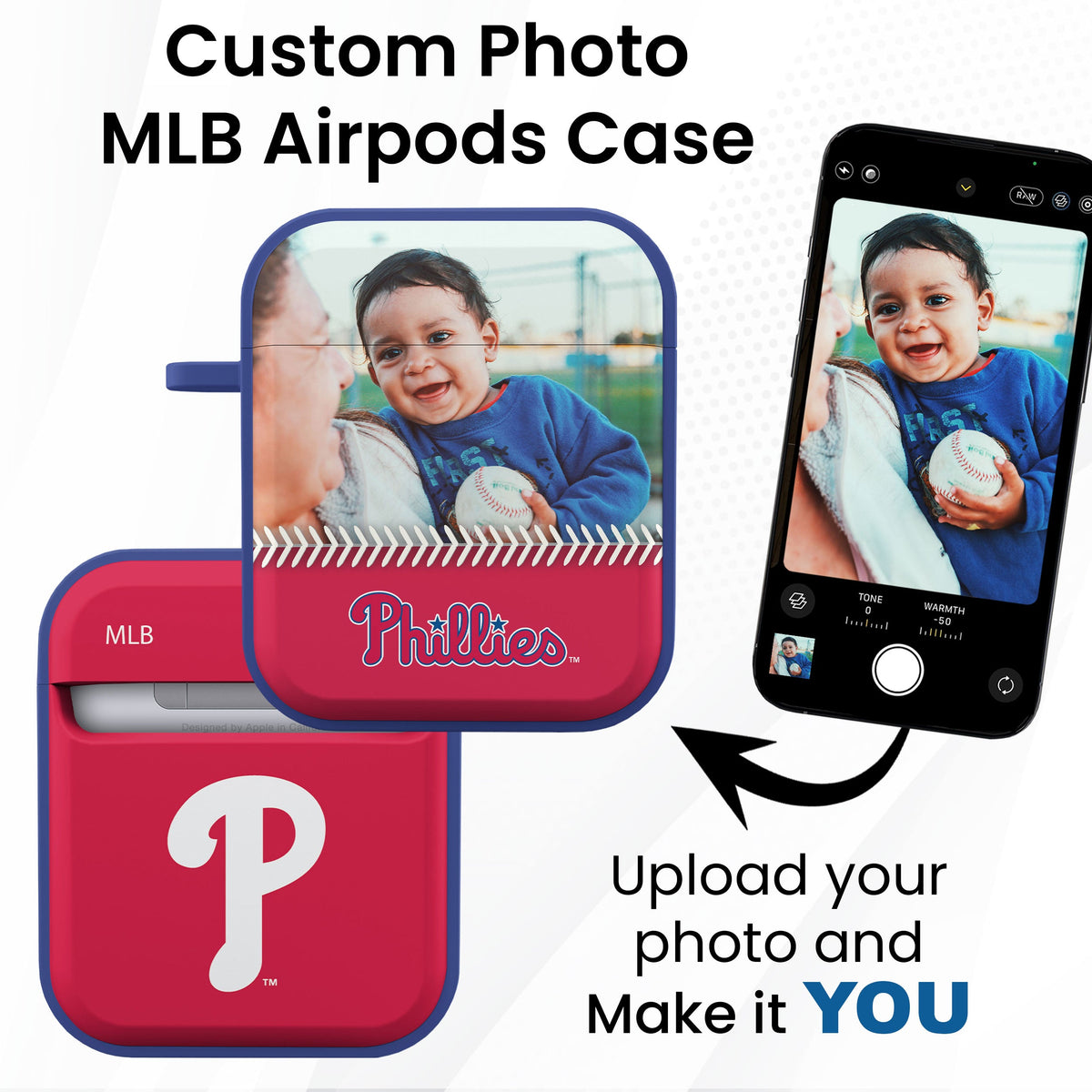 Philadelphia Phillies Custom Photo HDX Apple AirPods Gen 1 &amp; 2 Case Cover