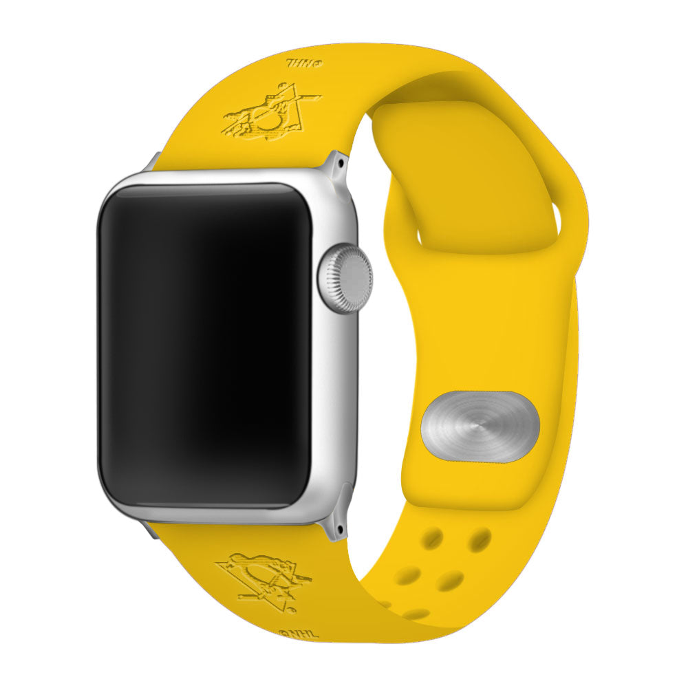 Pittsburgh Penguins Engraved Silicone 'Slim' Apple Watch Band