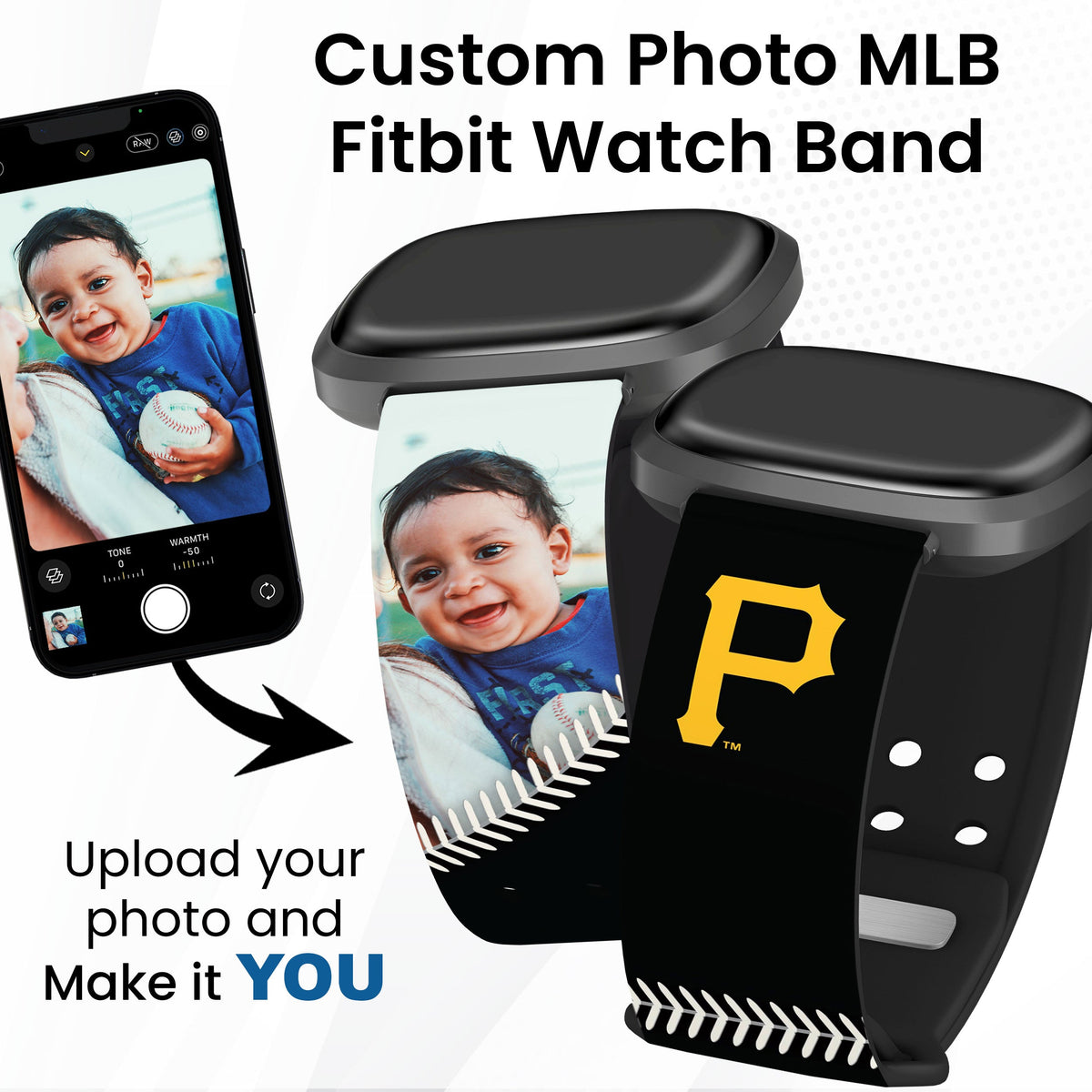 Pittsburgh Pirates Custom Photo HD Fitbit Versa 3 &amp; Sense Band