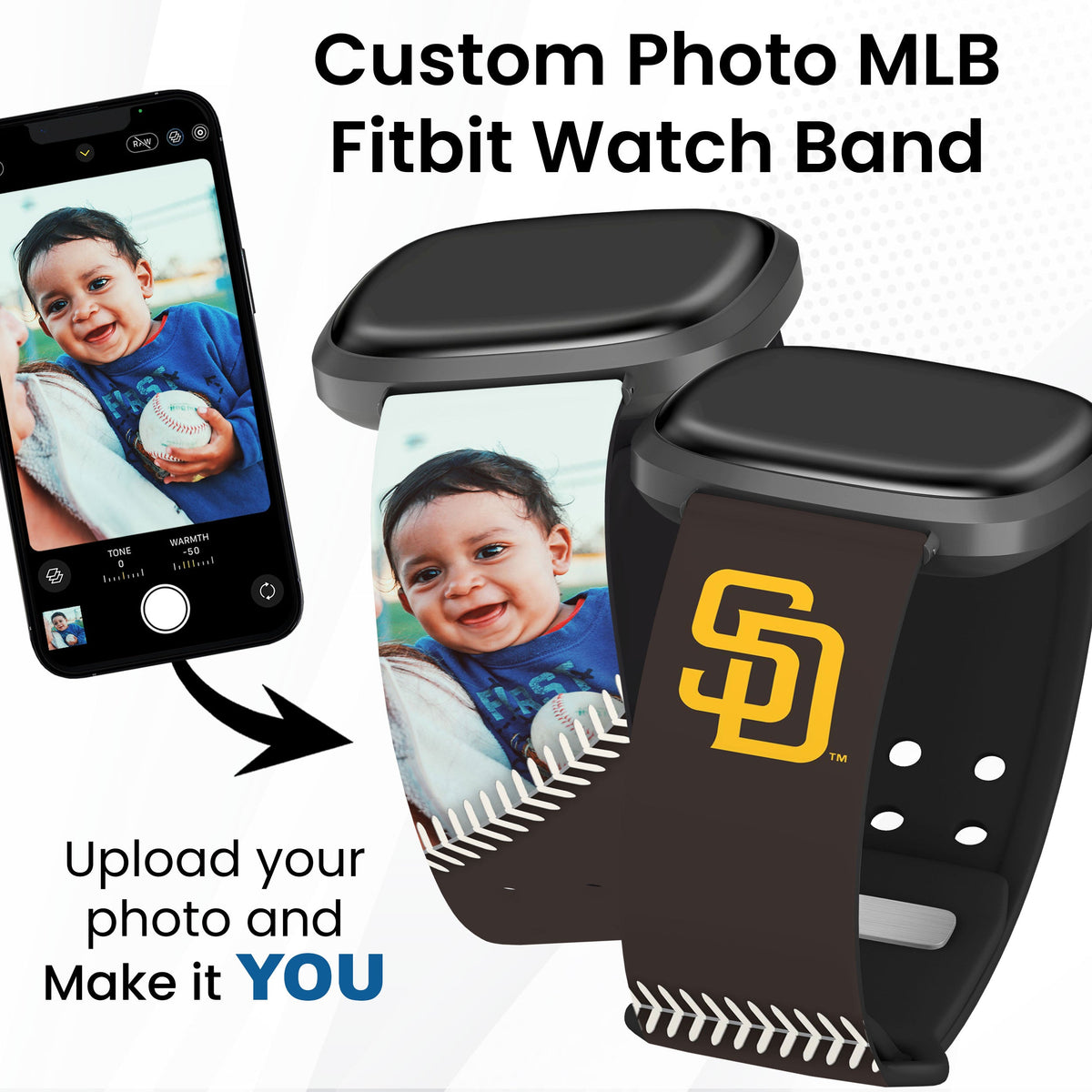 San Diego Padres Custom Photo HD Fitbit Versa 3 &amp; Sense Band