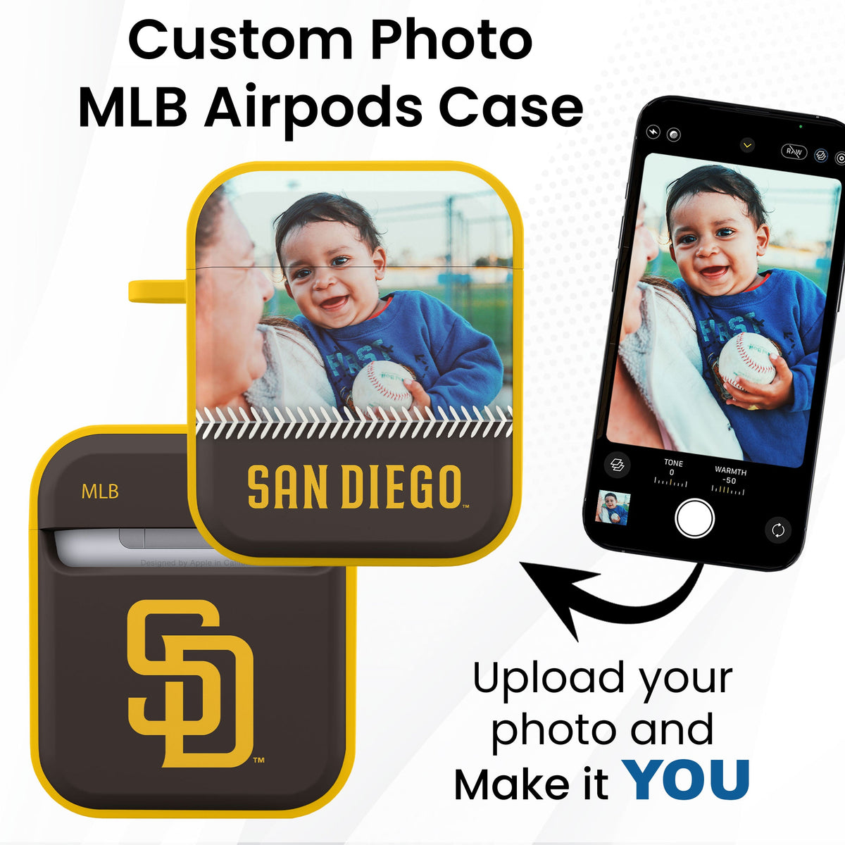 San Diego Padres Custom Photo HDX Apple AirPods Gen 1 &amp; 2 Case Cover