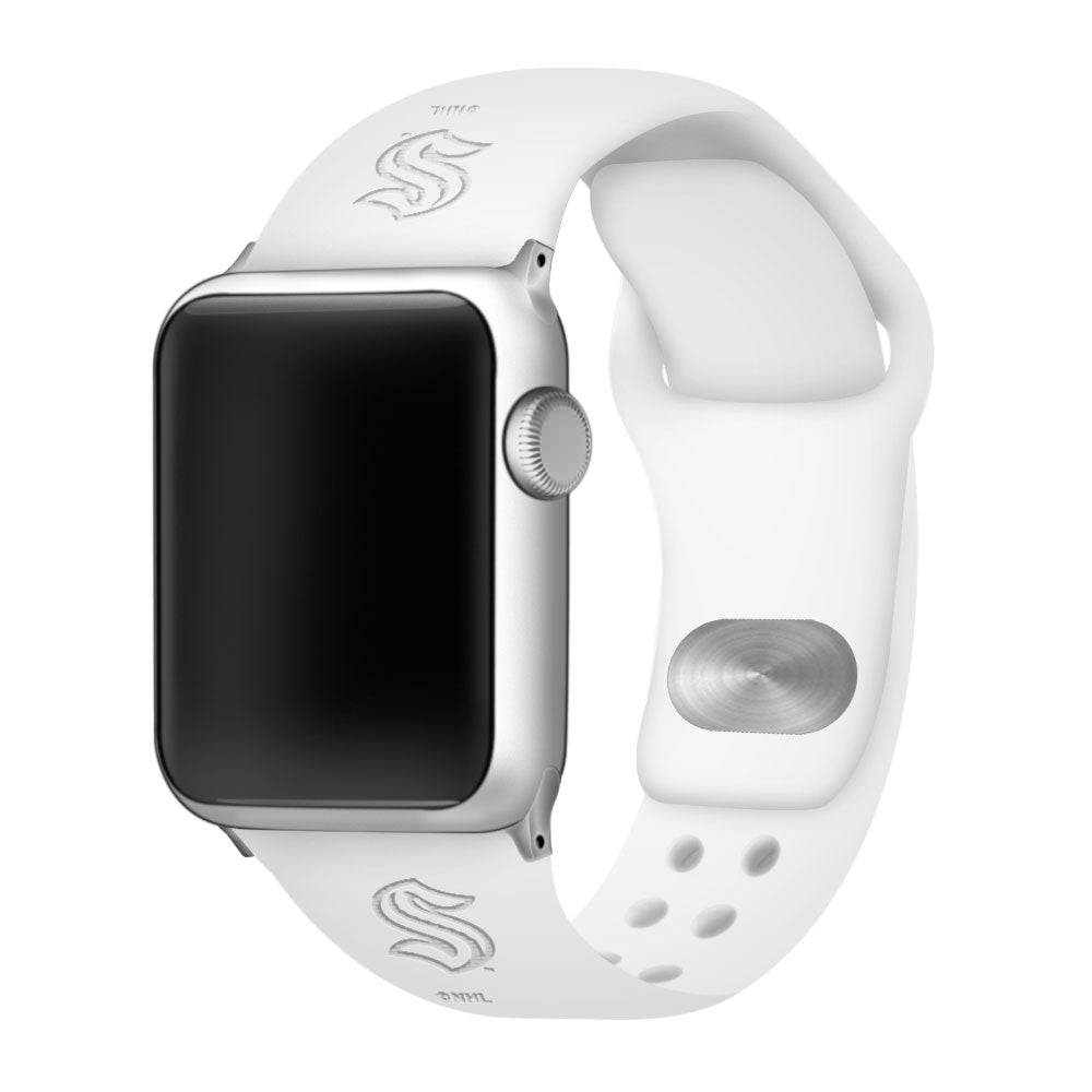 Seattle Kraken Engraved Silicone &#39;Slim&#39; Apple Watch Band