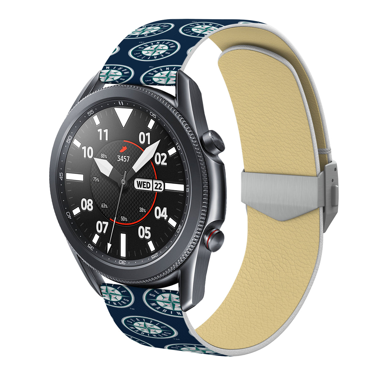 Seattle Mariners Full Print Quick Change Watch Band With Engraved Buckle - Game Time