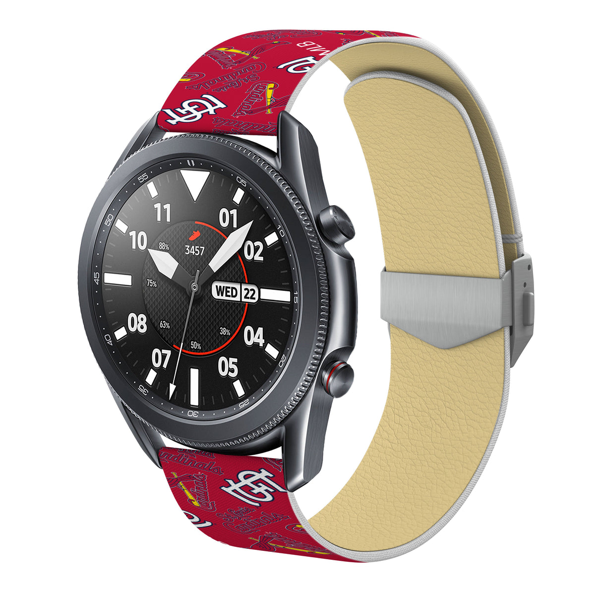 St. Louis Cardinals Full Print Quick Change Watch Band With Engraved Buckle - Game Time