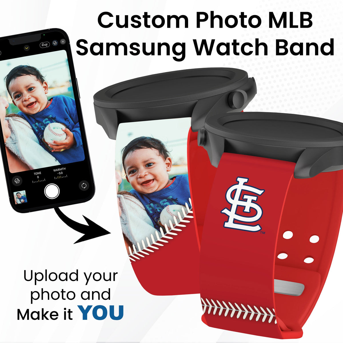 St Louis Cardinals Custom Photo HD Samsung Galaxy Watch Band