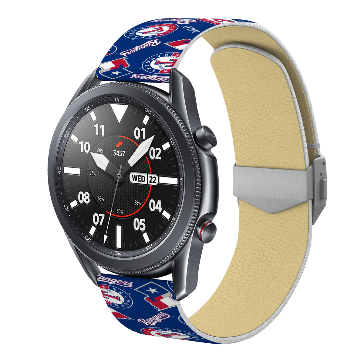 Texas Rangers Full Print Quick Change Watch Band With Engraved Buckle - Game Time
