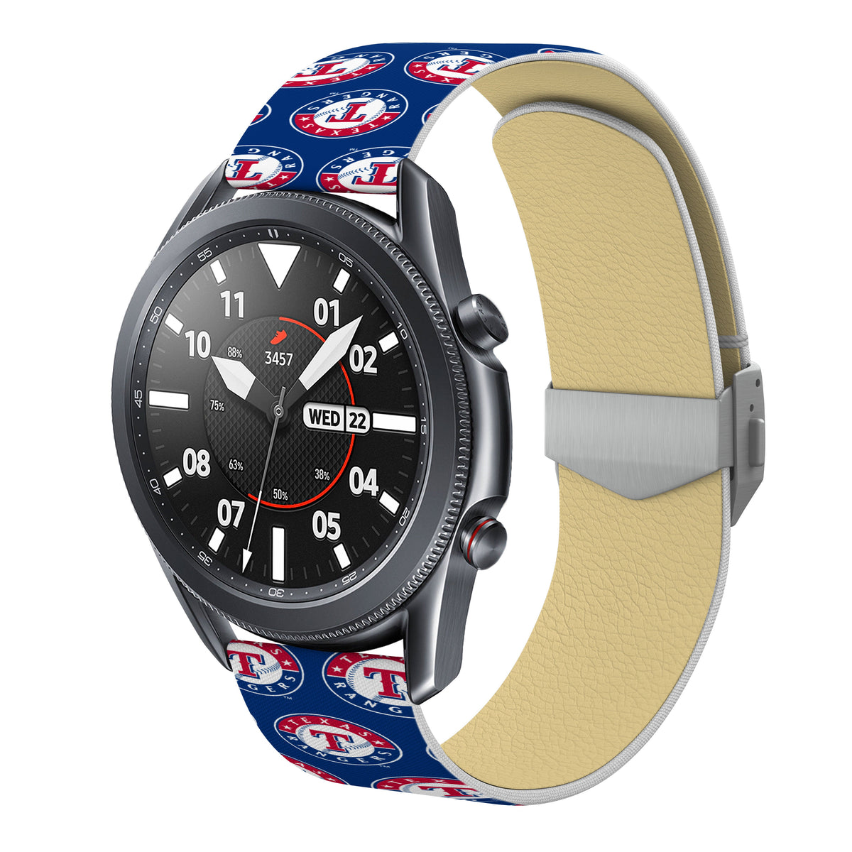 Texas Rangers Full Print Quick Change Watch Band With Engraved Buckle - Game Time