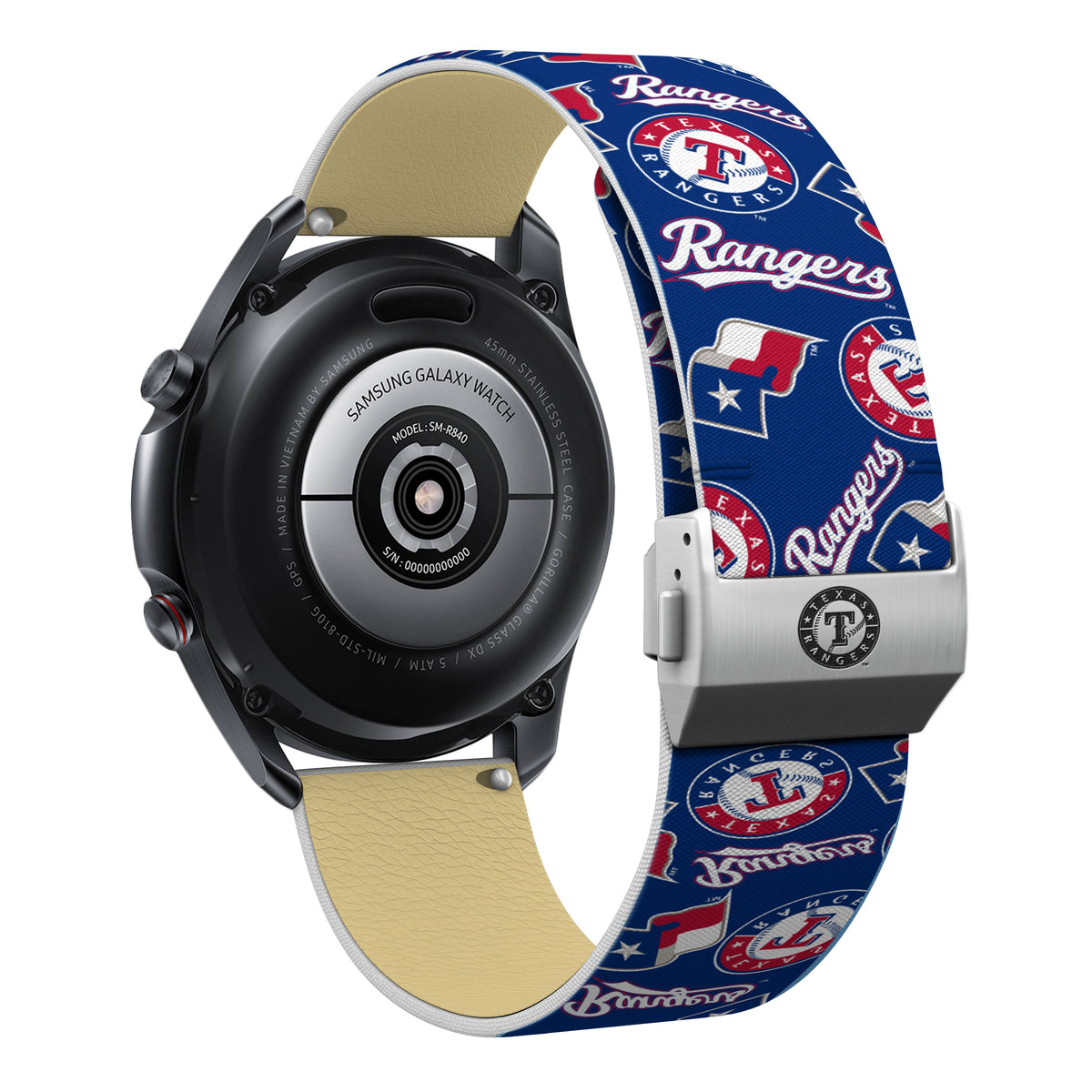 Texas Rangers Full Print Quick Change Watch Band With Engraved Buckle - Game Time