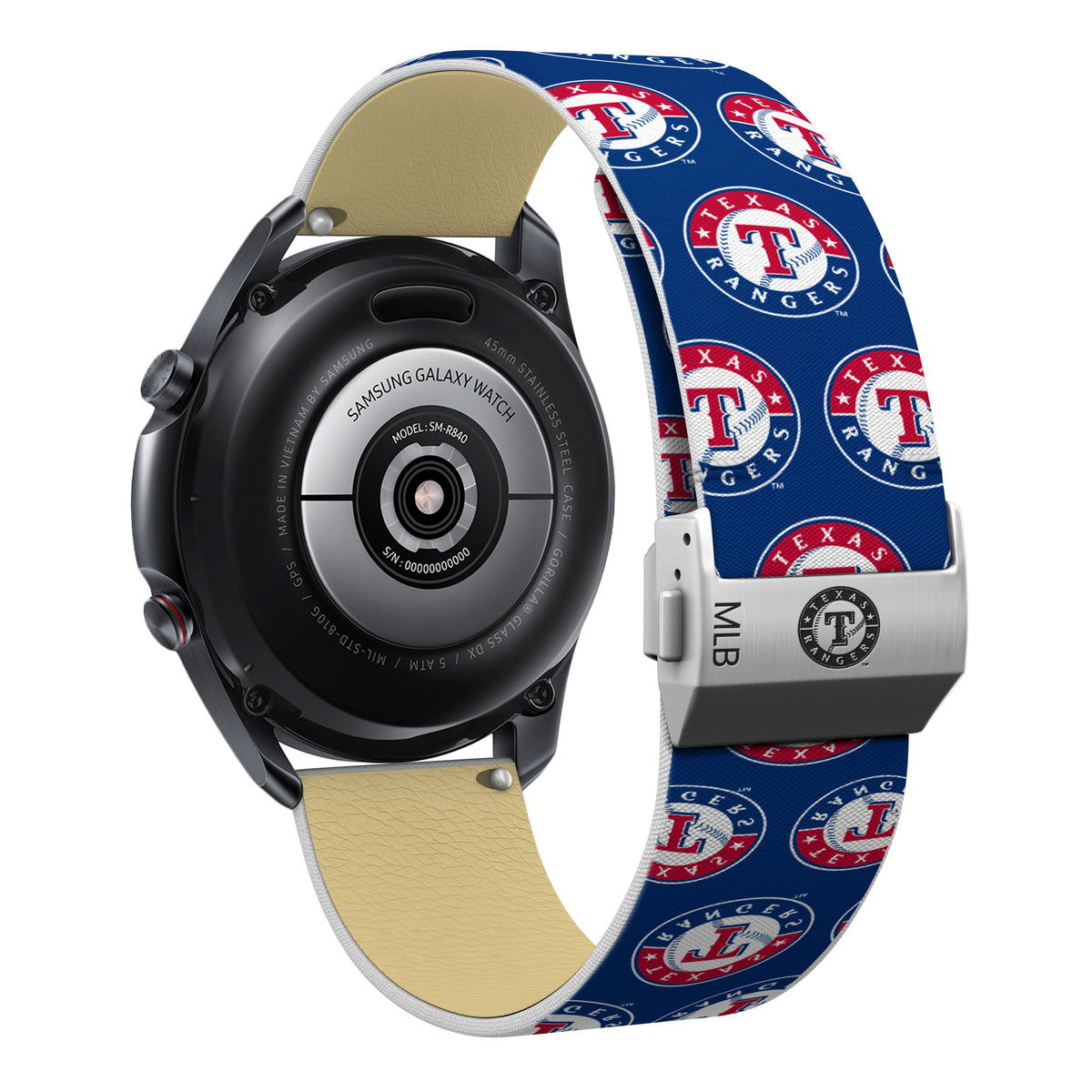 Texas Rangers Full Print Quick Change Watch Band With Engraved Buckle - Game Time